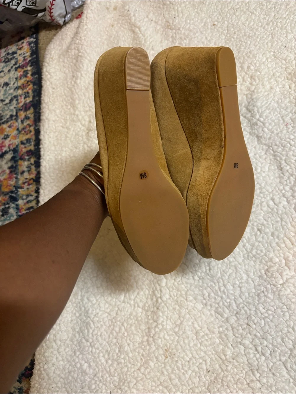 Michael Kors peep toe wedge heels suede women's 8